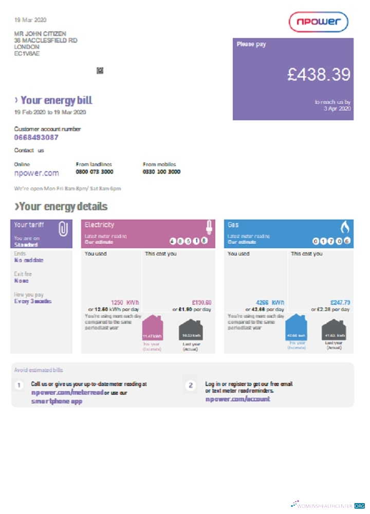 Hochwertige Herunterladen Herunterladen Vereinigtes Königreich Npower Nebenkostenabrechnung Vorlage in Word und PDF Format PDF Vorlage PDF Vorlage