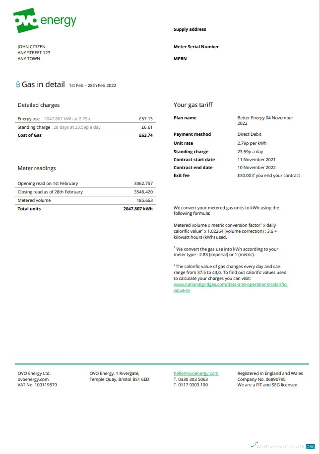 Professionelle Herunterladen Herunterladen Vereinigtes Königreich Ovo Energy Nebenkostenabrechnung, Word und PDF Vorlage PDF Vorlage PDF Vorlage